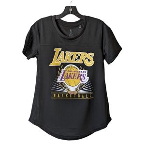 Los Angeles Lakers NBA Basketball T-Shirt Black Mesh Short Sleeve Medium NWT